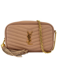 Mini Lou Camera Bag in Vintage Peach Matelassé Grain de Poudre
