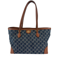 Ophidia GG Medium Tote in Blue Denim