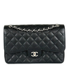 A58600 Black Caviar Classic Quilted Jumbo Double Flap SHW