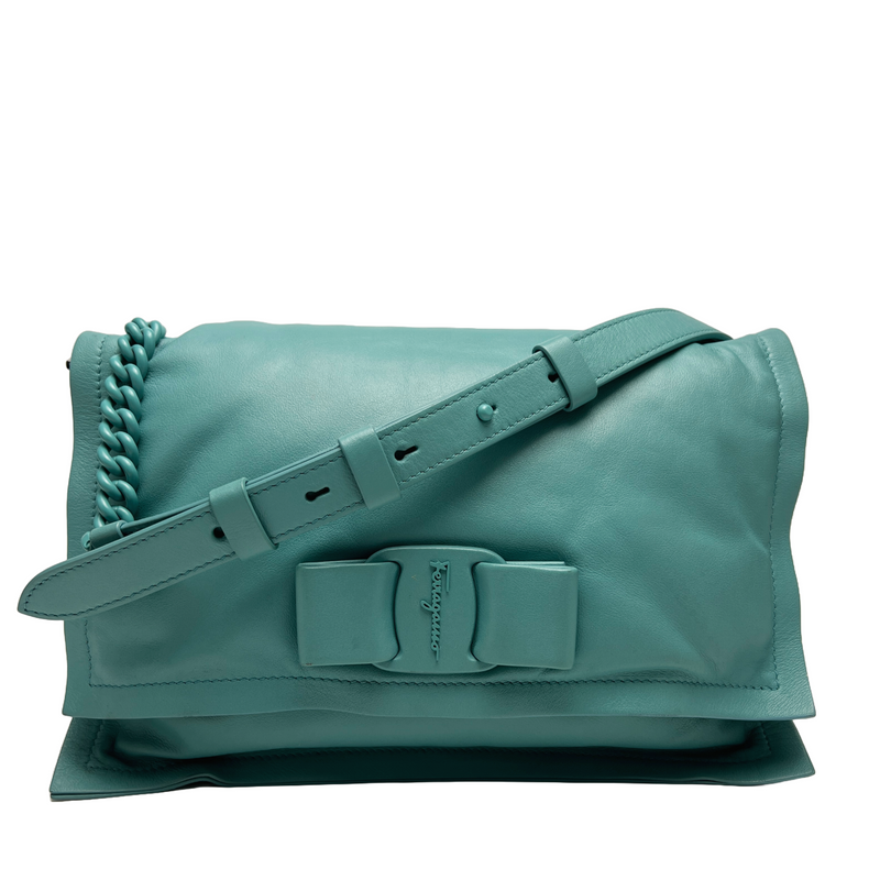Tyrone Turquoise Puffy Leather Viva Bow (S) Shoulder Bag