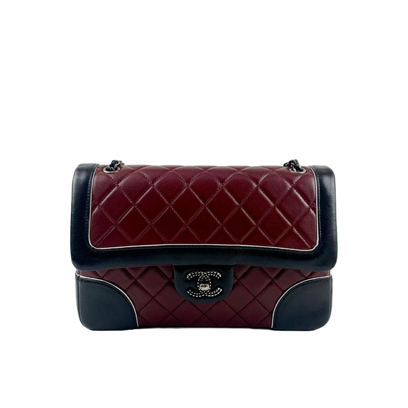 2015 Pre-Fall Tyrolean Paris-Salzburg Lambskin Single Flap in Burgundy / Black RHW