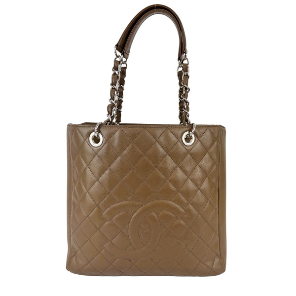 PST XL Tote in Khaki Brown Caviar Leather SHW