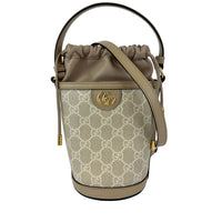 Ophidia GG Mini Bucket Bag in White/Beige