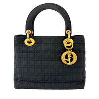 Vintage Small Lady Dior in Black Quilted Nylon