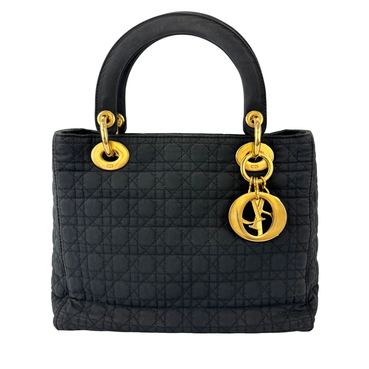 Vintage Small Lady Dior in Black Quilted Nylon
