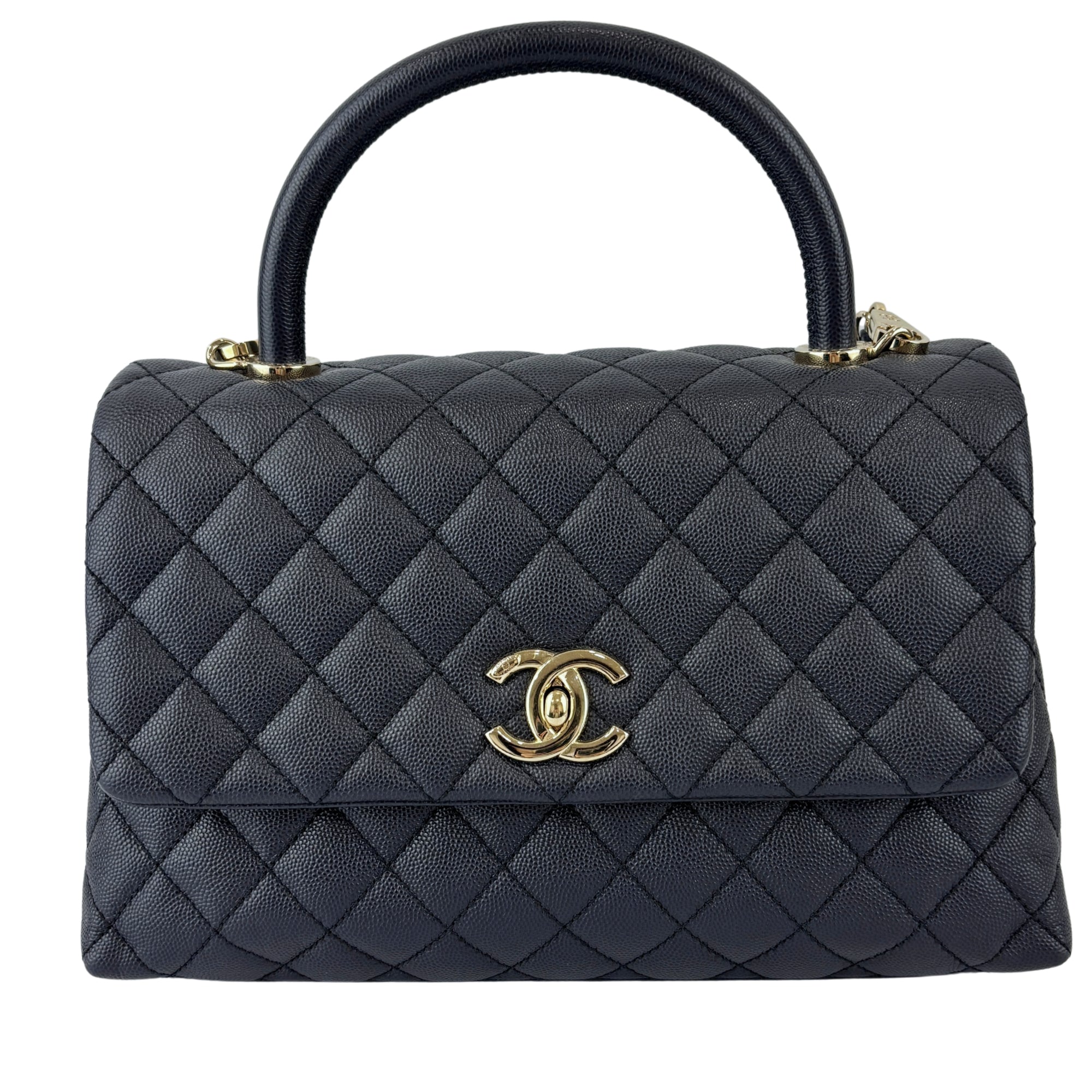 29cm Medium Coco Handle in Navy Caviar GHW