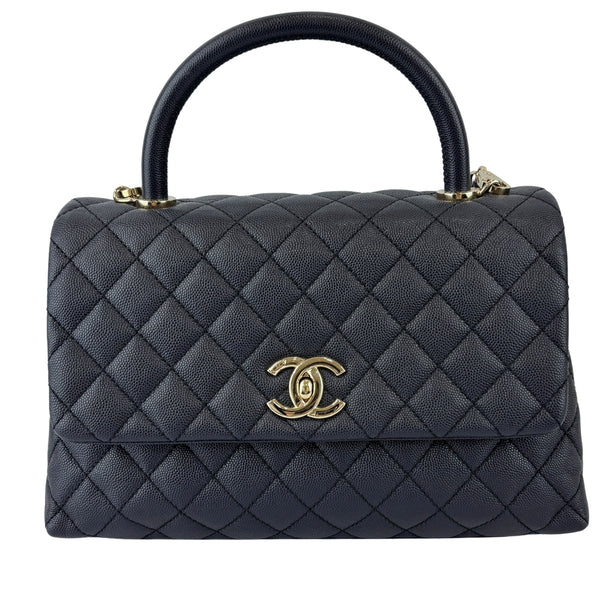 29cm Medium Coco Handle in Navy Caviar GHW