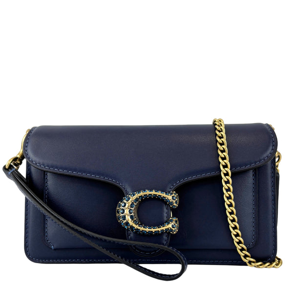 CDD66 Tabby Chain Crossbody Bag 19 in Blue Crystal Embellished Logo