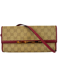 Vintage Bamboo Clutch Bag in Beige / Red GG Fabric