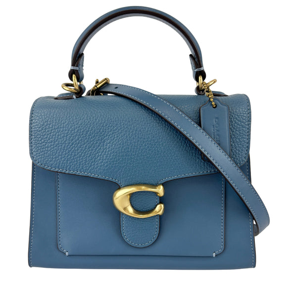 B2081-636 Top Handle Bag in Blue Leather