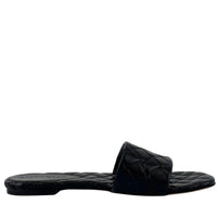 Amy Intrecciato Flat Sandals in Black Leather Size 39