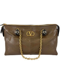 Panthea Shoulder Bag in Chevron Nappa Leather Tundra