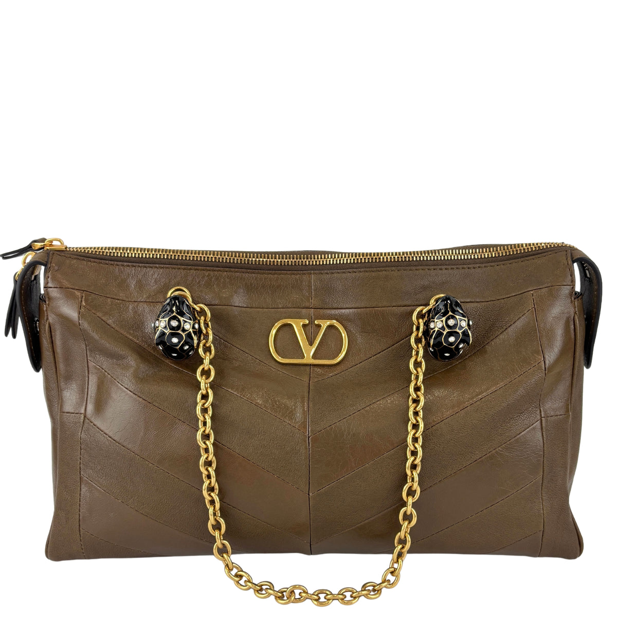 Panthea Shoulder Bag in Chevron Nappa Leather Tundra