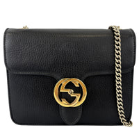 Interlocking G Shoulder Bag in Black Calfskin
