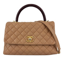 A92991 Coco Handle Medium 29cm in Brown Caviar with Lizard Handle GHW