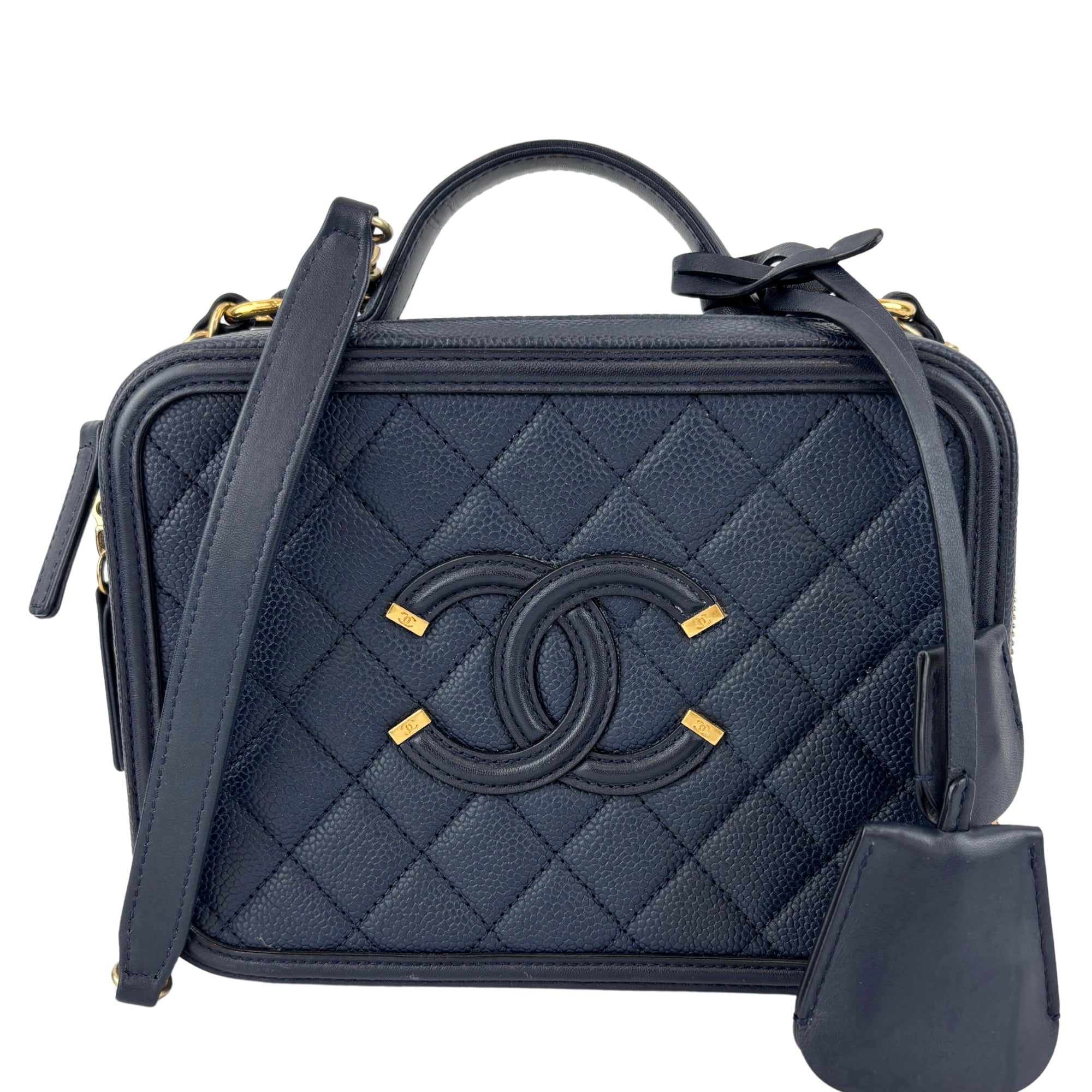 Chanel Filigree Vanity Case Navy Caviar | Free Ship MY – Glampot