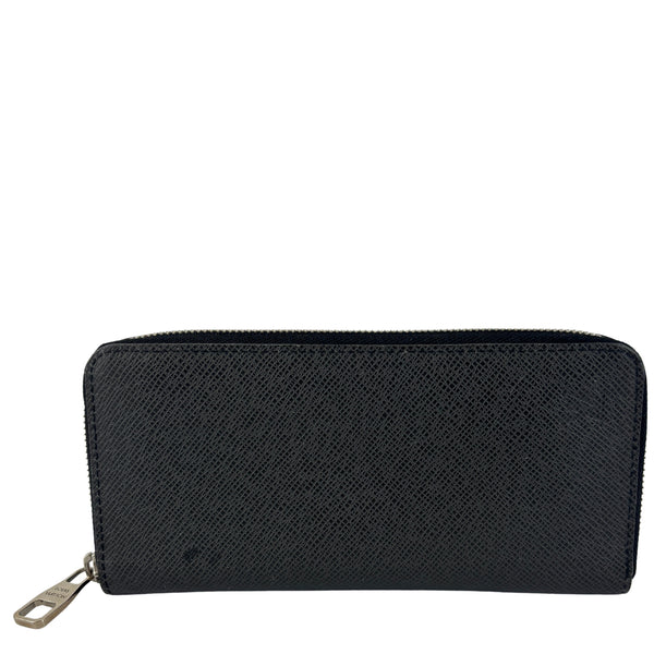 Ardoise Taiga Leather Vertical Zippy Wallet in Dark Grey