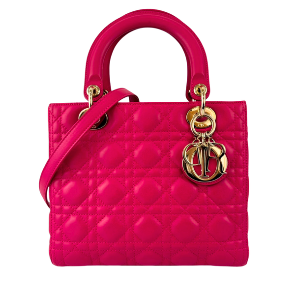 Lady Dior Medium Fuchsia Pink Cannage Lambskin GHW