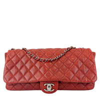 Coco Rain Jumbo Flap Bag in Red / Orange Quilted Lambskin SHW