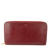 Large Zipped Multifunction Wallet in Burgundy Smooth Calfskin