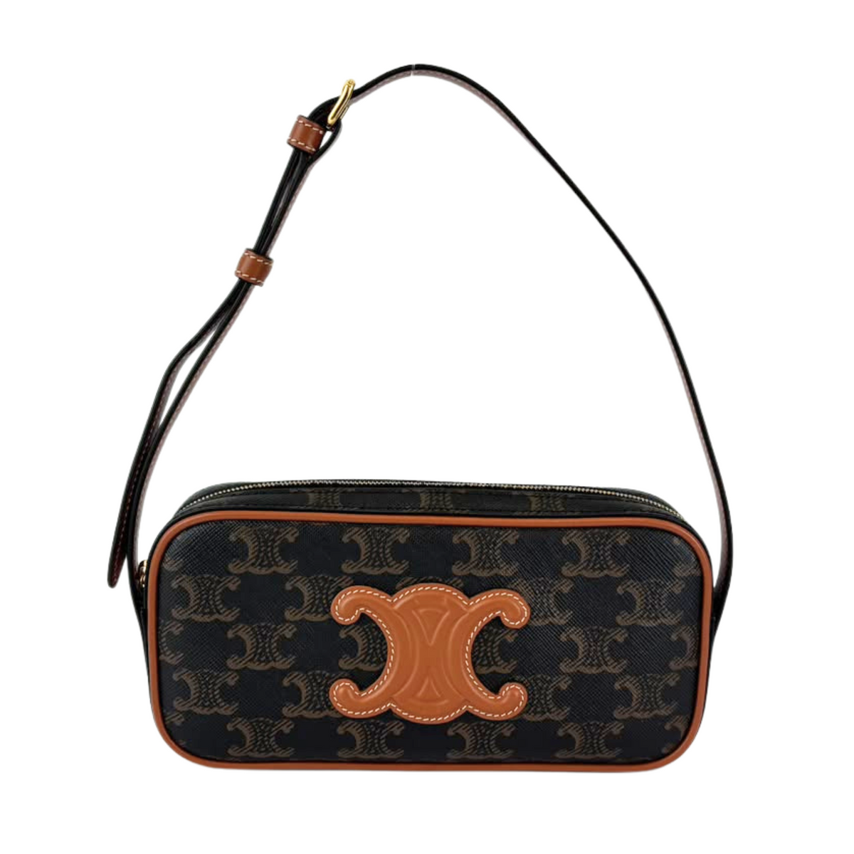 Triomphe Canvas Mini Camera Shoulder Bag Tan