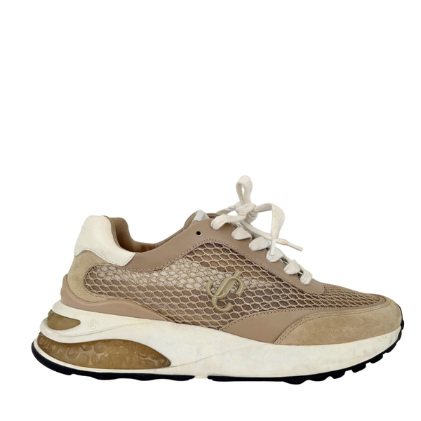 Brown Memphis Sneakers in Leather &amp; Fishnet Mesh Size UK 8.5