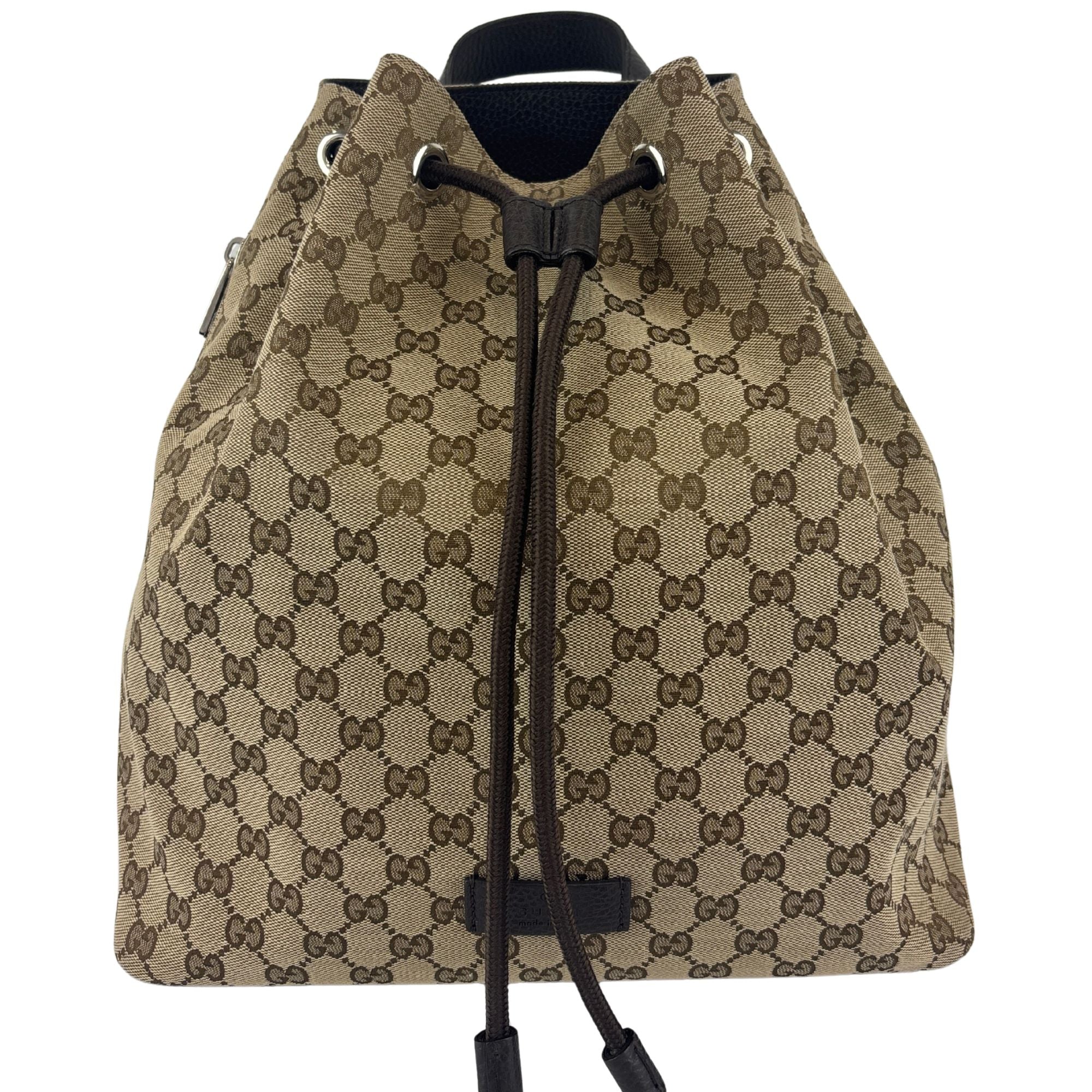 GG Canvas Drawstring Backpack in Beige / Ebony
