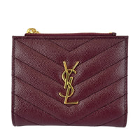 Cassandre Matelassé Bi-Fold Wallet Burgundy Grain de Poudre