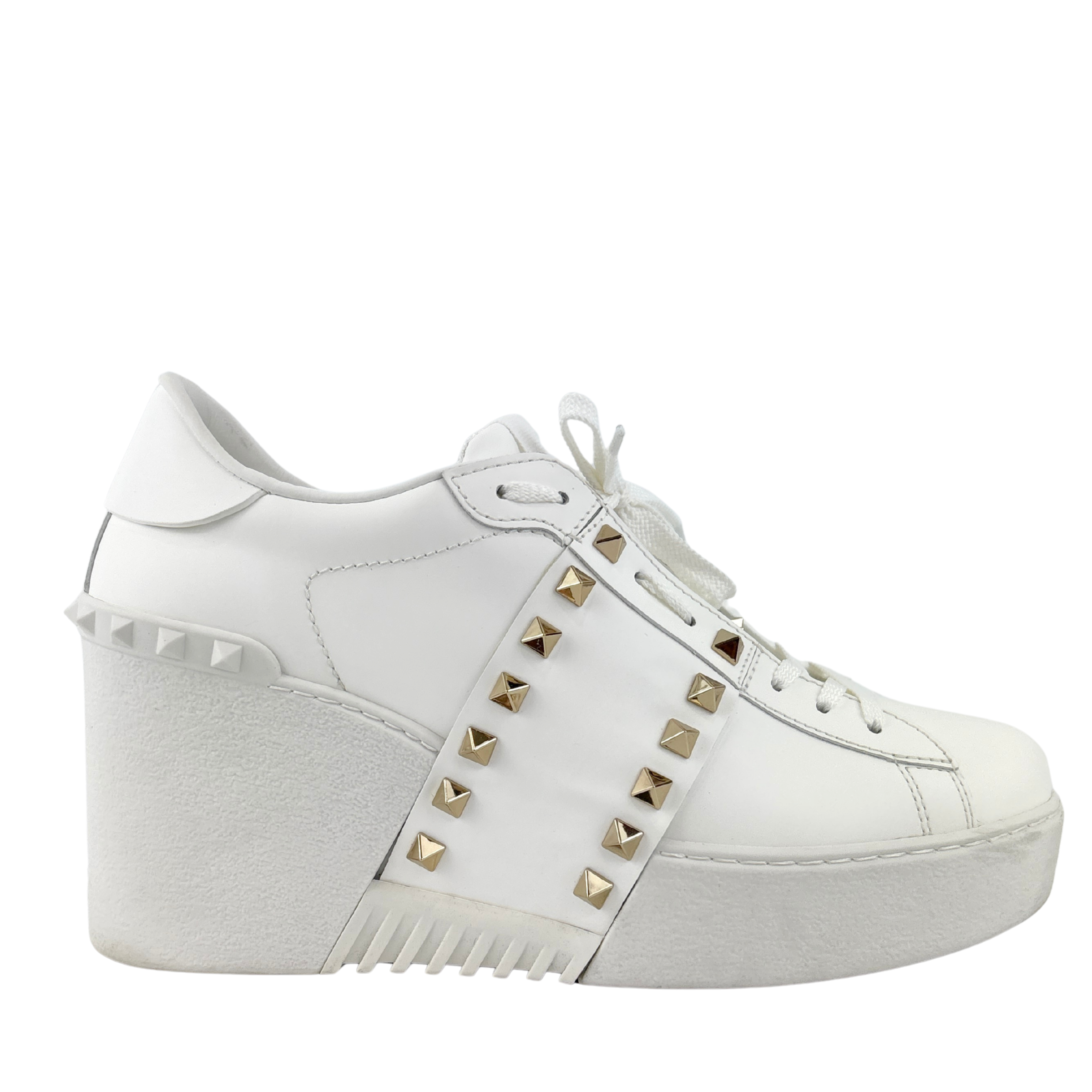 Rockstud Untitled Leather Platform Sneakers Size EU 40