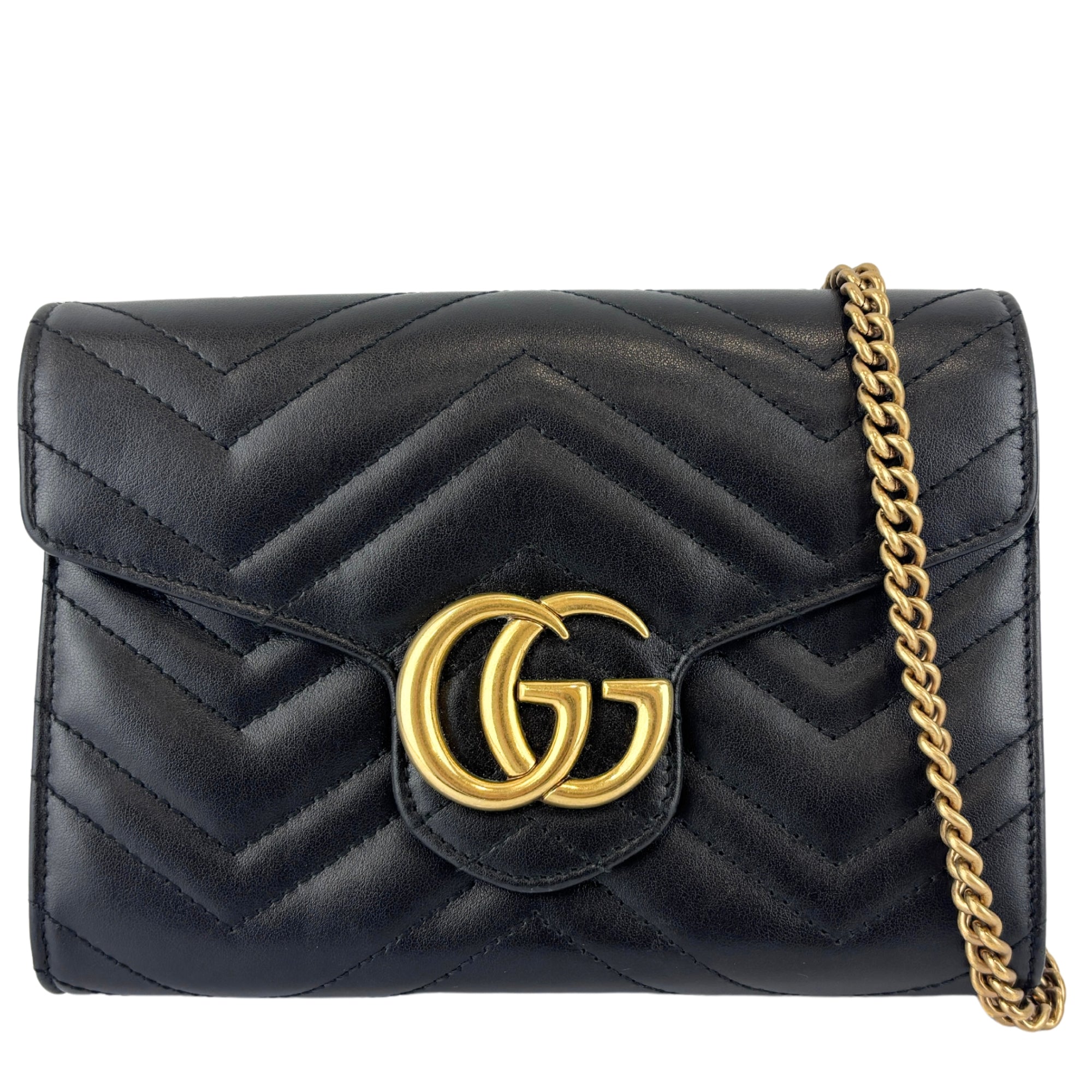 GG Marmont Matelasse Calfskin Wallet On Chain Crossbody Bag