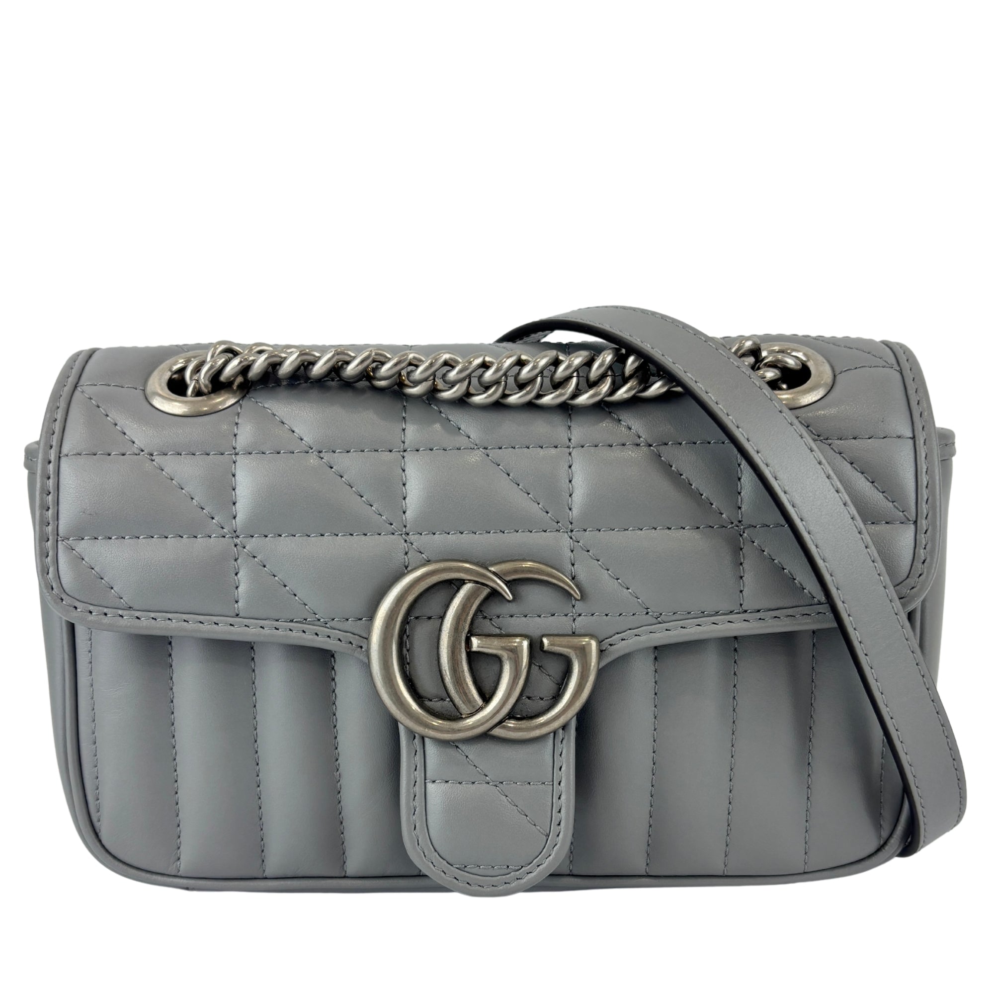 446774 Grey Aria GG Marmont Matelasse Shoulder Bag
