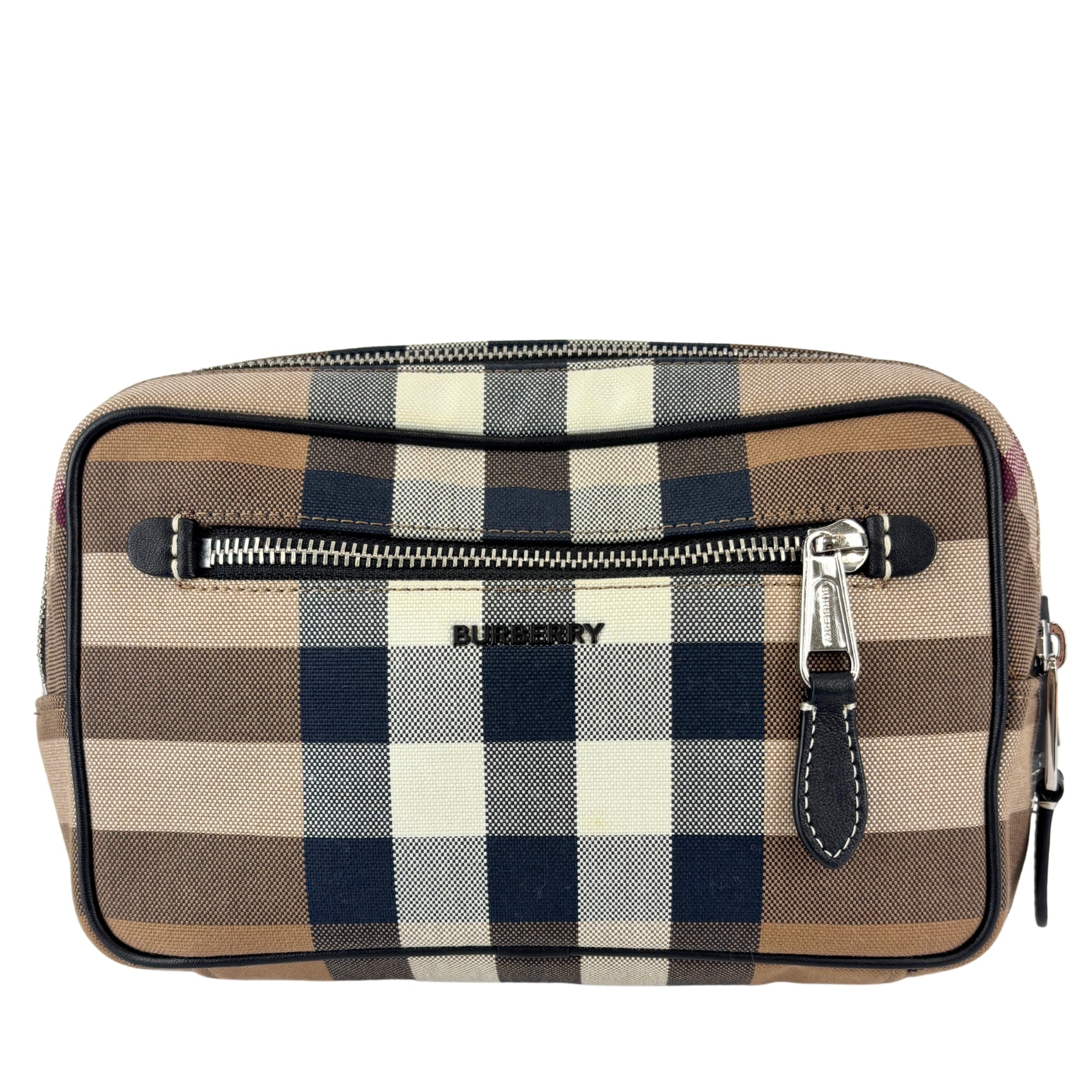 Check Cotton Canvas and Leather Paddy Compact Bum Bag