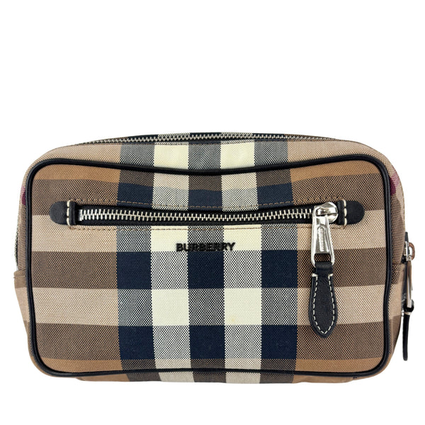 Check Cotton Canvas and Leather Paddy Compact Bum Bag