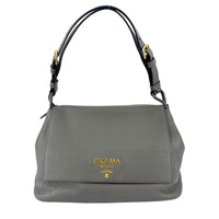 1BD052 Vitello Daino Leather Shoulder Bag Marmo Grey