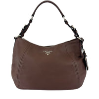 BR5096 Vitello Phenix Leather Hobo Bag Bruciato Brown