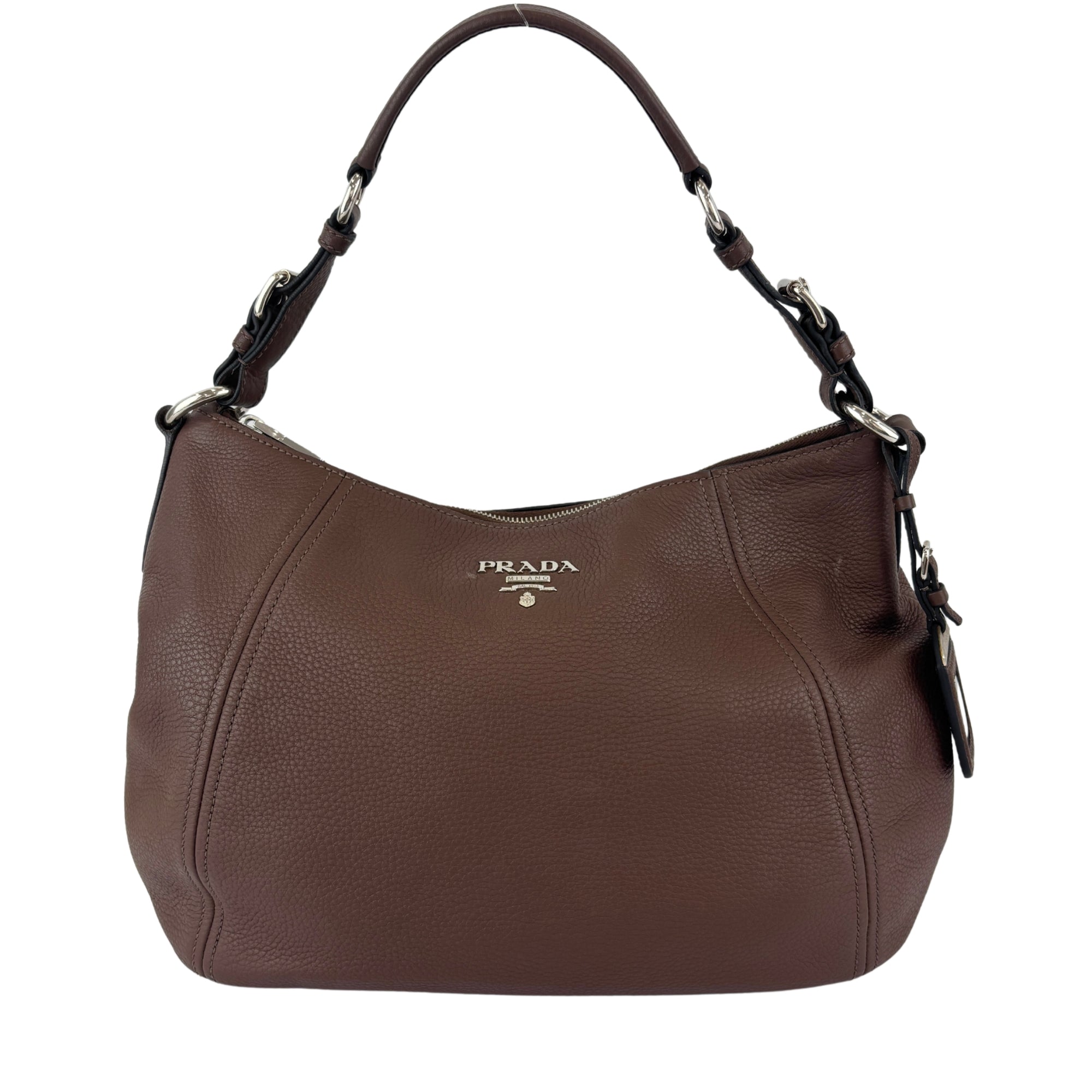 BR5096 Vitello Phenix Leather Hobo Bag Bruciato Brown