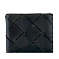 Black Maxi Intrecciato Leather Bifold Wallet