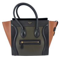 Micro Luggage Smooth Calfskin Tricolor Black / Caramel / Khaki
