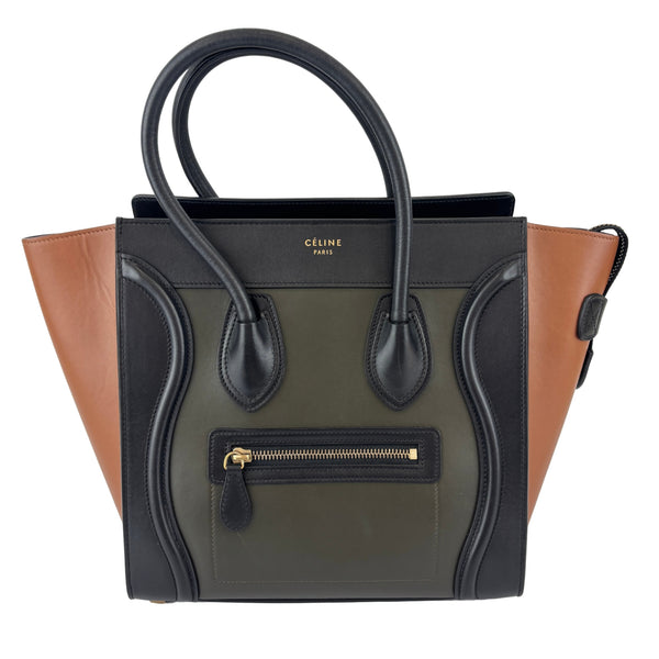 Micro Luggage Smooth Calfskin Tricolor Black / Caramel / Khaki