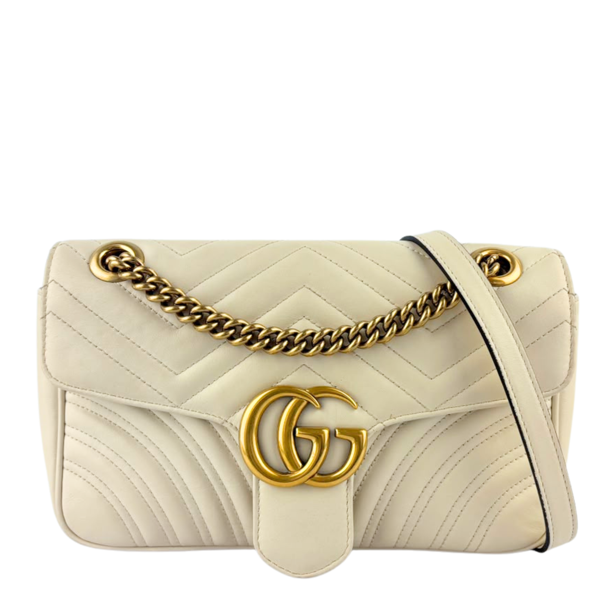 GG Marmont Small Matelassé Shoulder Bag White Quilted Leather