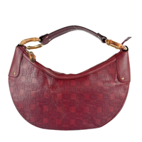 Half Moon Bamboo Ring Hobo Bag in Maroon