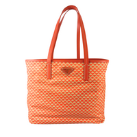 1BG552 Re-Nylon Saffiano Triangolo Symbole Shopping Tote Orange