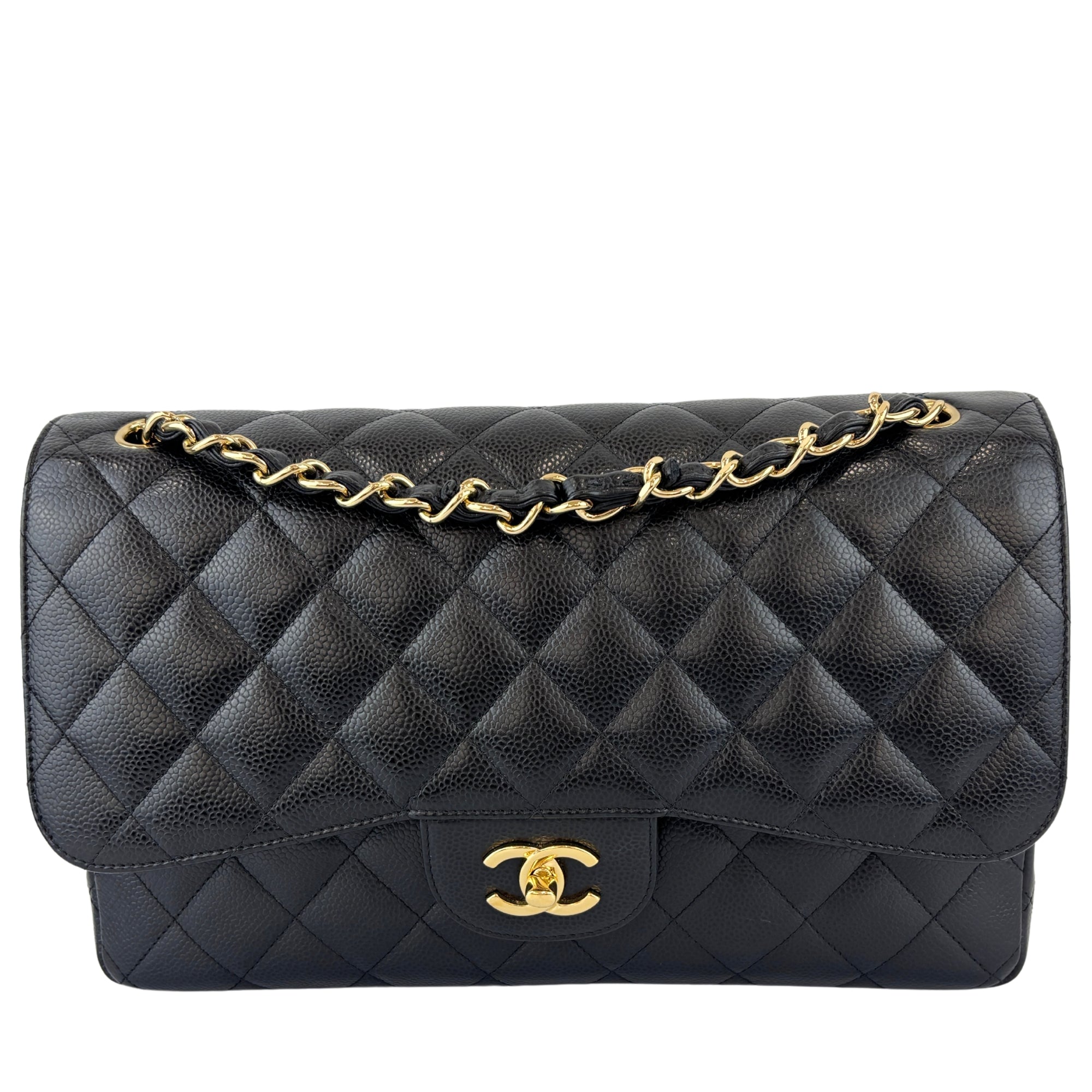 Black Caviar Jumbo Classic Double Flap Bag GHW