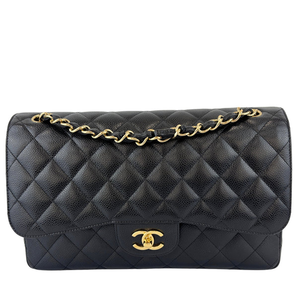 Black Caviar Jumbo Classic Double Flap Bag GHW
