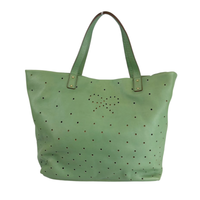 Tote in Mint Green Perforated Leather