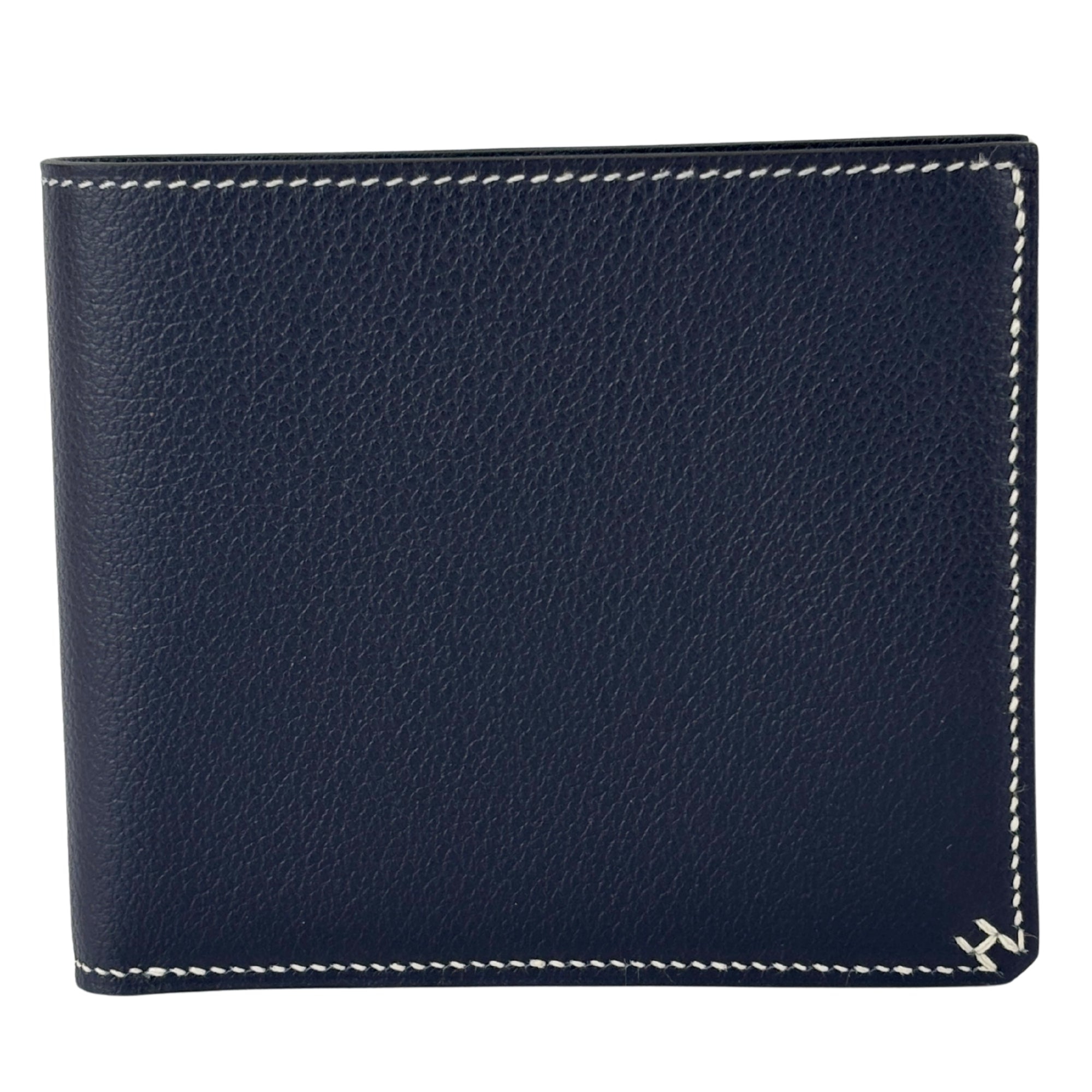 H Sellier Compact Wallet Bleu Nuit Evercolor