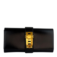 Medor 29 Clutch Black Box Leather GHW
