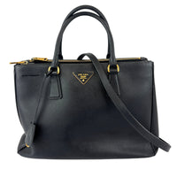 BN2274 Medium Double Zip Tote in Black Saffiano Lux Leather