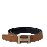 H Buckle Belt 32mm Reversible in Gold Togo / Black Box Size 110