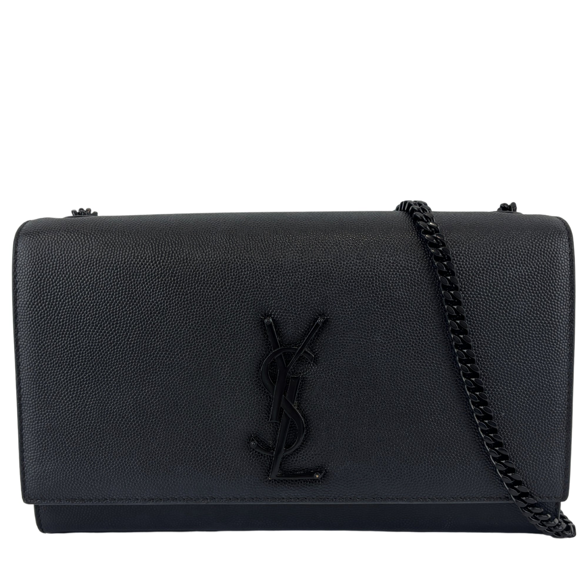 Kate Medium "So Black" Grain de Poudre Embossed Black